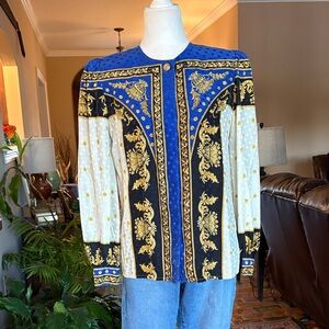 Talbots Vintage Baroque Style Blouse %100 silk size 6